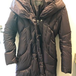 XS Tahari Puffer Coat Down Collar/Hood Long Plum Purple